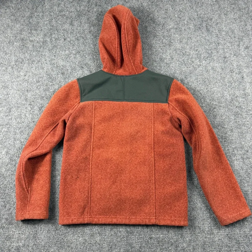 REI Fleece Jacket Boys M 10/12 Orange Herringbone Sherpa Lined Hooded Outdoor